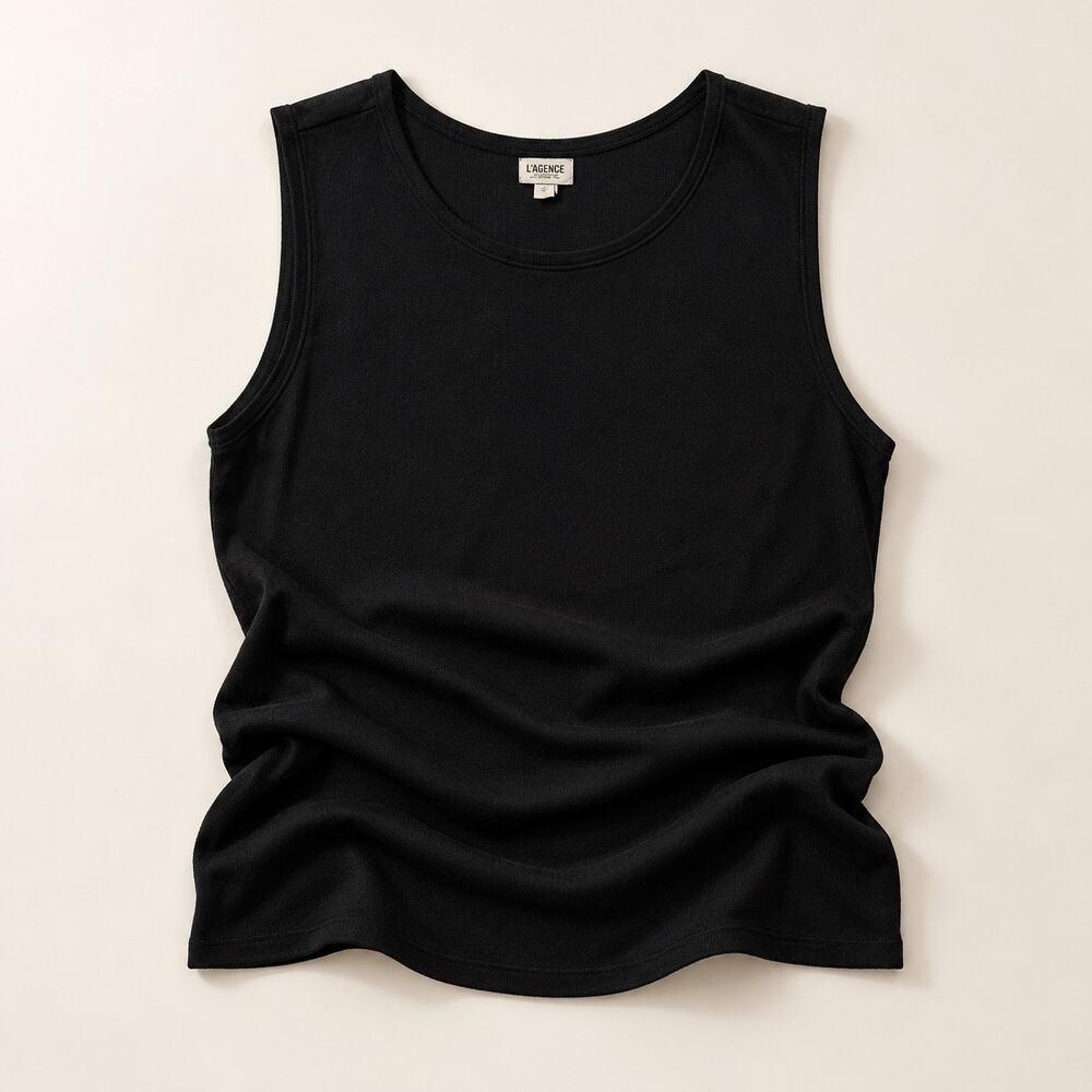L'Agence Shelly Ribbed Tank Top Black Modal Basic Size L